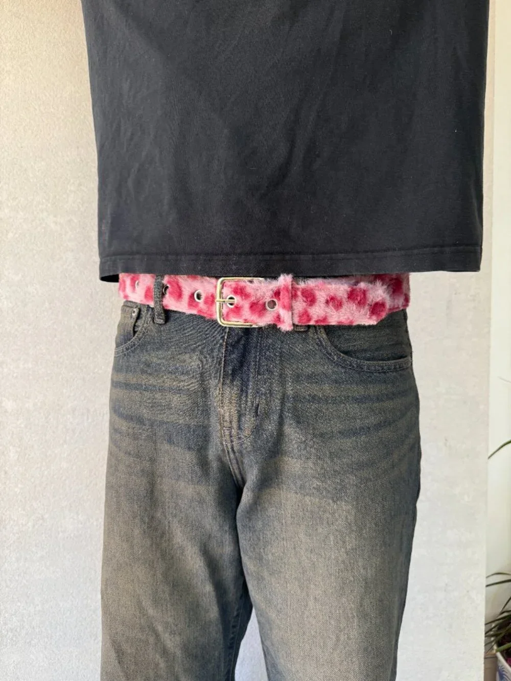 Pink Rose Floral Eyelet Grommet Belt